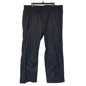 LL Bean 1X Regular Black Rain Pants Elastic Waist Hook and Loop Leg Waterproof